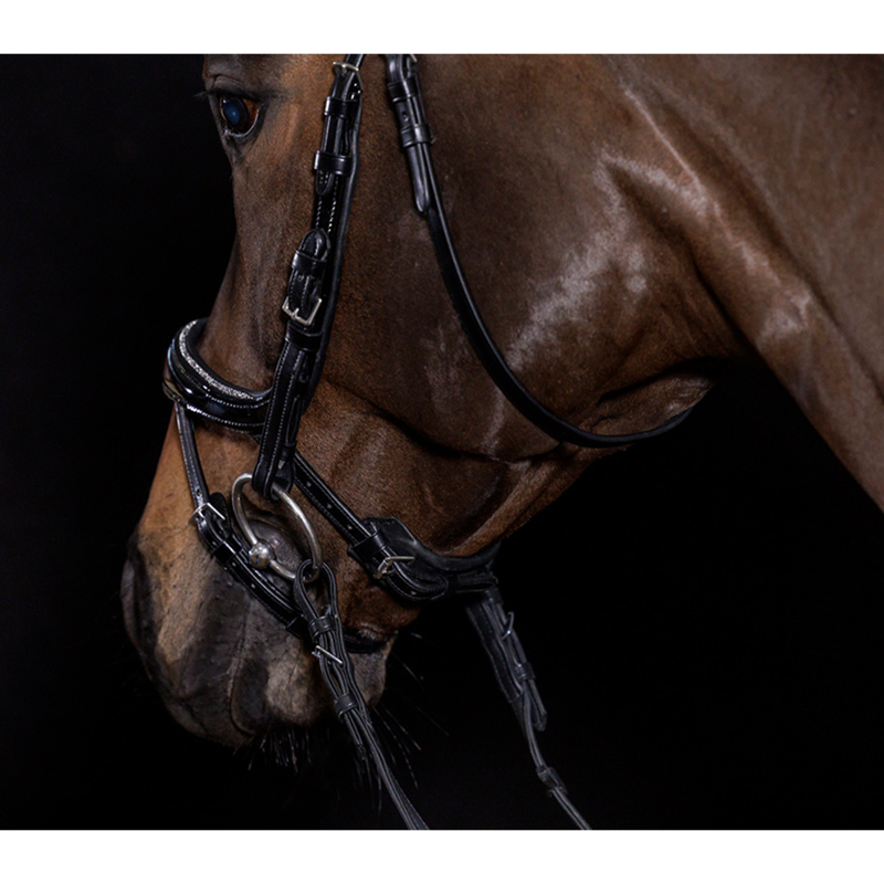 Schockemohle Equitus Beta Glam Bridle - Black/Patent/Silver-3